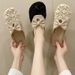 New Bow-tie Linen Breathable Closed-toe Slip-on Slippers For Women, Suitable For Home Use, Indoor And Outdoor Wear_vogvips.com