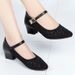 Mesh Sandals Hollow Breathable Single Shoes Low Heel Dancing Women's Shoes Fashion Mother Thick Heel Sandals_vogvips.com
