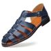 2025 New Fashionable Casual Sandals Breathable Fish Mouth Roman British Belt Buckle Large Men's Shoes_vogvips.com
