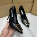 Metal Decorative Snakeskin Pattern Solid Color Fashion Shallow Women S High Heels_vogvips.com