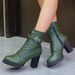 Cross-Border Autumn Winter New High Short Large Size Belt Buckle European American Side Zipper Thick Heel Women Martin_vogvips.com