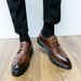 Euro Step British Style Pointed Toe Men's Low-top Formal Business Leather Brogue Hairstylist Trendy Lace-up Wedding Shoes_vogvips.com
