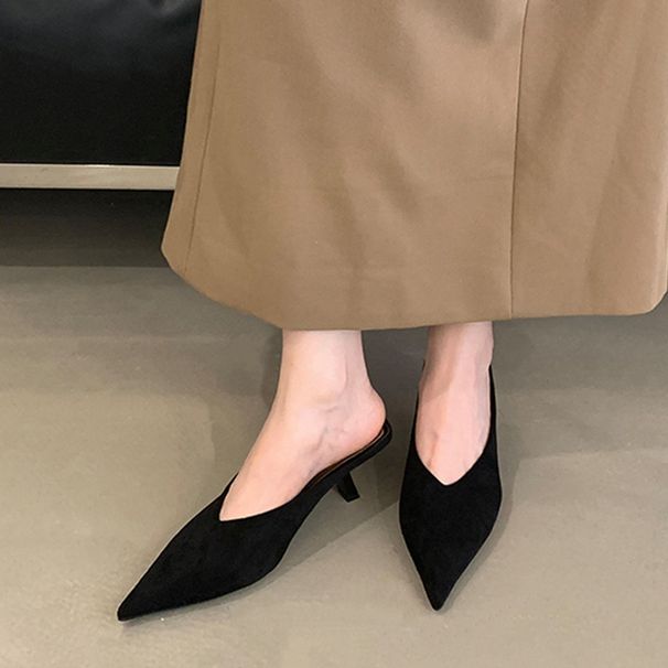 Single 2025 Autumn New Style Women's Shoes To Match Dresses Stiletto Pointed High Heels Closed Toe Mules For Women_vogvips.com