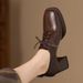 New Square-toed Lace-up Leather Deep-cut Shoes, 2025 Vintage Style, Autumn British-style High-heeled Women's Shoes_vogvips.com