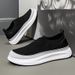 2024 Flyweave Men's Shoes Fashion Socks Shoes Summer Cloth Shoes Breathable Thick soled Lazy Shoes Heightening Casual Slip on_vogvips.com