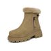 Warm Snow Boots For Women In Winter, Thickened Cotton Shoes With Plush, Women's Shoes With Soft Leather And Wool Integrated Short Boots_vogvips.com
