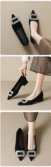 French Temperament High Heels Rhinestone Single Shoes Women's Spring Black Thick Heel Commuter Women's Shoes_vogvips.com