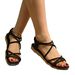 Trendy Women's Flat Sandals 2026 New Model, Open-toe Cross-strap Slimming Beach Roman Shoes, Slip-on Soft Sole, Foreign_vogvips.com