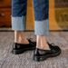 Women's Shoes Retro Thick Soled Chunky Heeled Leather Shoes Bowknot Tassel Loafers Slip On Lazy Round Toed Single Shoes For Women_vogvips.com