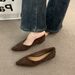 French Style Niche Brown Single For Women 2025 Spring And Autumn Wedge Elegant Pointed Commuting Evening Granny Shoes_vogvips.com
