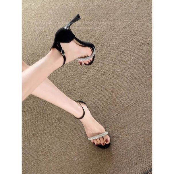 Rhinestone Strap Open-toe Sandals Women, 2026 Summer New Style, Elegant Versatile, Waterproof Platform And Thin Heels,_vogvips.com