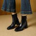 High-heeled Short Boots For Women, Slim-fit Boots, 2025 New French-style Brown Winter Boots, Women's Chunky Heel Square-toed Mid-c_vogvips.com