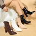 Pointed Toe High Ankle For Women French Style 2025 Autumn Winter New Thick Heel Elegant Slim Outdoor Martin Boots_vogvips.com