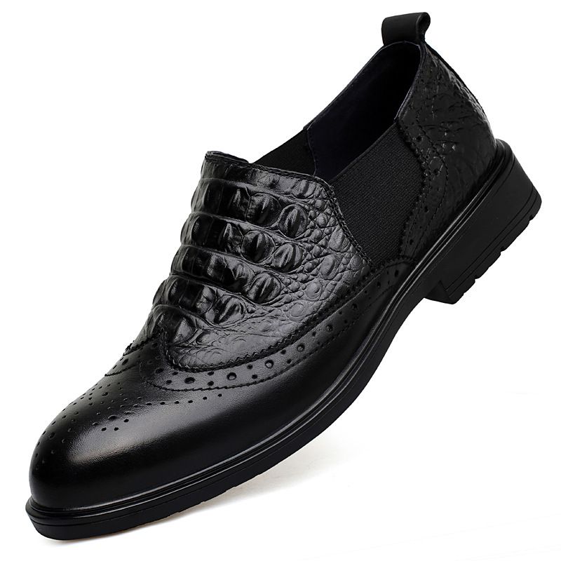 Crocodile Pattern Leather Shoes Men's Carved Men's Shoes Wind Casual Lang Wedding Shoes_vogvips.com