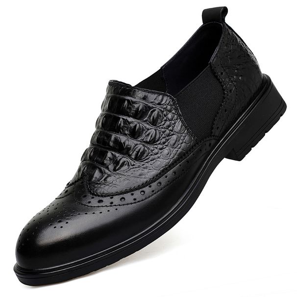 Crocodile Pattern Leather Shoes Men's Carved Men's Shoes Wind Casual Lang Wedding Shoes_vogvips.com