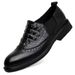 Euro Step Crocodile Pattern Leather For Men Business Brogue Carved Men's British Style Casual Slip-On Autumn Groom Wedding Shoes_vogvips.com