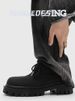 Derby Men's Thick Bottom 5cm Lace-up Round Matte Frosted Small Leather Cleanfit Increased By Big Head Shoes_vogvips.com