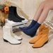 Women's Slimming mid Heel Sock Boots Knitted plus Size Chunky Fashion Cowboy Boots for Spring New Style Elastic_vogvips.com