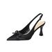 French-style Bow-tie Closed-toe Shallow Backless Sandals For Women, 2026 New Model, Satin Pointed-toe Stiletto_vogvips.com