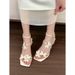 MTX French Stunning Butterfly Square Toe Sanda For Women 2025 New Summer Fashion Fairy Style With Dress Thin Heel High_vogvips.com