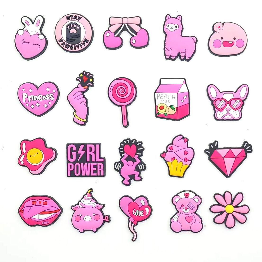 20 Set Cartoon Pink Series Shoe Flower Decoration Buckle Small Fresh DIY Shoe Accessories Accessories_vogvips.com