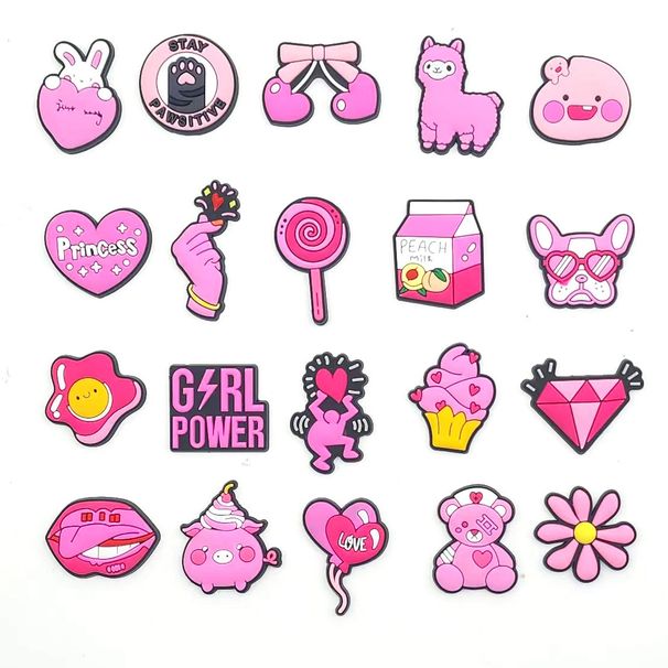 20 Set Cartoon Pink Series Shoe Flower Decoration Buckle Small Fresh DIY Shoe Accessories Accessories_vogvips.com