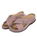 New Slope Heel Flat Casual Slippers For Women With Cross Belt Solid Color Large Size Versatile Shoes_vogvips.com
