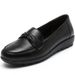 Spring And Autumn Women's Single Shoes, Slip-On, Genuine Leather, Non-Slip, Soft Sole, Middle-Aged Mom Shoes, Flat, Flat Heel, Women's Leather Shoes, Large Size_vogvips.com