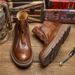 European Warm Series Autumn Winter Men's British Style High Top Genuine Leather First Layer Cowhide Short Mid-top Martin Boots_vogvips.com