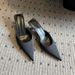 Elegant Black Satin Pointed Toe Mule Heels - Backless Slip-On Dress Shoes For Women_vogvips.com