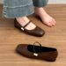 2025 Spring Vintage Mary Jane For Women, British Small Leather Shoes, Pearl Square Toe, One-Strap Buckle, Flat French_vogvips.com