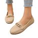 New Spring And Autumn Women's Loafers, Korean Style Round Toe Low Heel With Metal Chain, Casual Mom Shoes, In Stock_vogvips.com