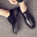 Euro Step Men's Korean Style British Business Casual Office Versatile Black Leather Youth Brogue Trendy Shoes_vogvips.com