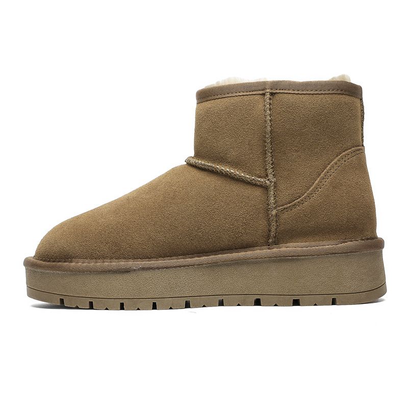 Women's Shoes Sheepskin And Fur Thick Soled Snow Boots For Women Short Tube Thick Bread Shoes Warm Plus Velvet Winter Cotton Shoes_vogvips.com