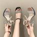 Fashion Buckle Pink New Arrival Transparent Rhinestone Thick Heel Super High Heel Casual Fashion Sandals For Women_vogvips.com