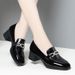 Chunky Heel Single For Women 2023 New Spring Women's Middle-aged Ladies Patent Loafers Soft Sole Mid-heel Deep Mouth_vogvips.com