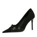 Fashion pedicure slim slim heels High heels shallow mouth pointy bow single shoes for women_vogvips.com