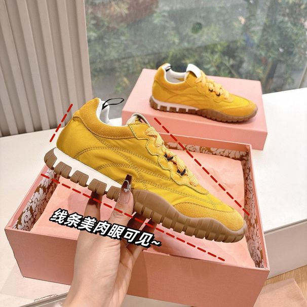 25ss Rampage ~ Amiu Daily Color-Block Thick-Soled German Training Shoes For Women 25 New Genuine Leather Round-Toe Lace- ~ Lace-_vogvips.com