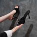 Slippers Women Summer Wear New High-heeled Sandals Sexy Thin Heel Gauze Bow Open-toed Black Cool Slippers_vogvips.com