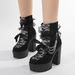 Gothic Lace-Up Ankle Boots With Chunky Heel, Side Zipper, And Floral Embroidery - Round Toe, Suede & Faux Leather, Black & White Contrast_vogvips.com
