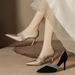 French Style Stiletto High Heels Women, Elegant And Sophisticated, Suitable Banquets, Rhinestone Wedding Casual Shoes,_vogvips.com
