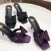 2025 Summer Yang Shulin New Satin High Slippers Thin Heel Sexy French Square Toe Bowknot Rhinestone Sandals For Women_vogvips.com