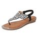 Yasirun Large Size Hollow Cross-border Flat Rhinestone Sandals Bohemian Style Comfortable Women's Shoes Summer 3016 -1A_vogvips.com
