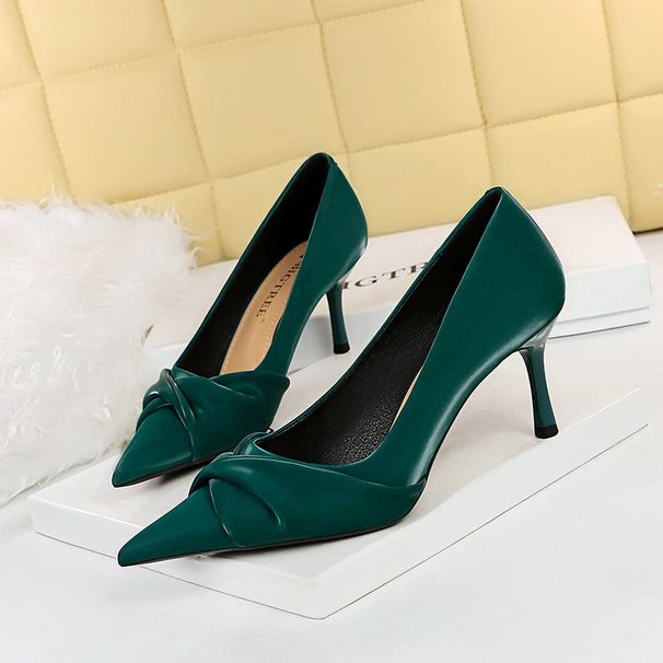 3391-3 【 】 Korean Version Slim High Heels, Foot Trimming, Slimming Effect, Shallow Mouth, Pointed Bow, Women's Single_vogvips.com