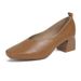 Evening Breeze Lady Single Women's 2023 New Hot Retro Commuting Soft Leather Square Toe Mid-High Heel Granny Shoes_vogvips.com