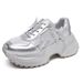 Women's Fashion Chunky Platform Sneakers With Rhinestones - Breathable Comfort, Casual Style, And Height Boost Breathable Casual Sports Shoes_vogvips.com