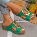 Women's Plus Size Metal Sandals,Summer New Style, Thick Sole, Hollowed Out Design, Suitable For Outdoor Use, Beach, Wedge Heel._vogvips.com