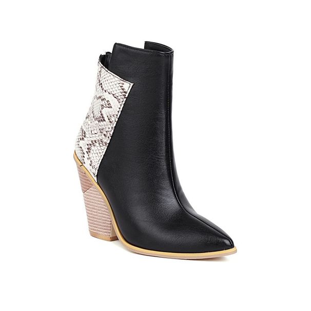 Women Ankle Boots Autumn Winter Short Boots Color Block Pointed Toe Chunky Heel Short Women S Fashion Plus Autumn Winter Boots Size_vogvips.com