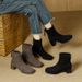 2024 Autumn Winter New Small Square Toe Chunky Slimming Elegant Suede Short For Women French Style Versatile High Heel_vogvips.com