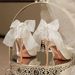 Women's Shoes satin stiletto bow rhinestone white high heels women's shoes wedding banquet wedding shoes bridesmaid shoes_vogvips.com